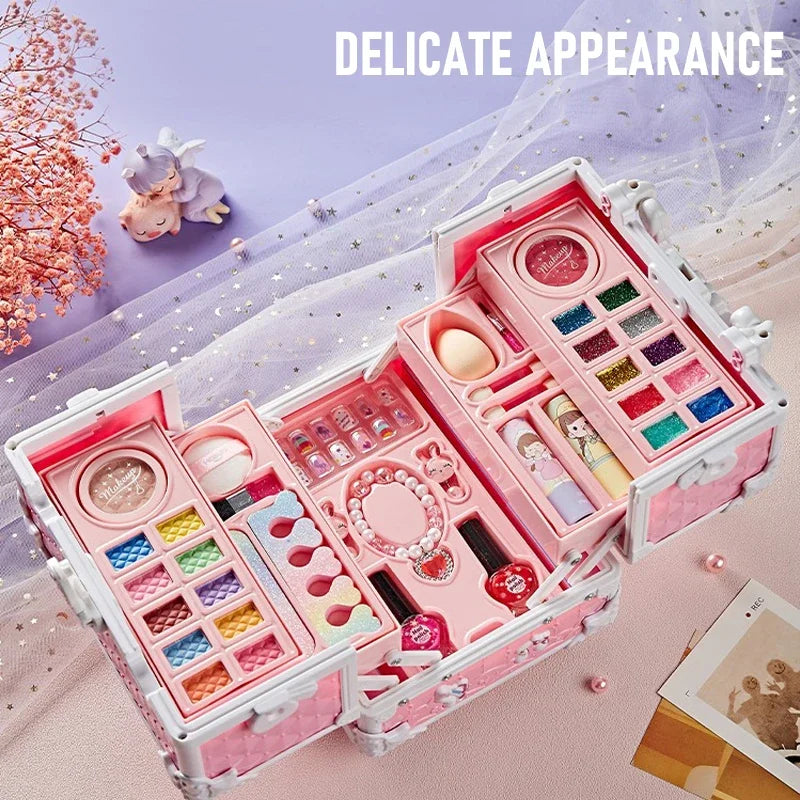 Princess Makeup Kit for Kids – 49PCS Washable & Non-Toxic Play Set with Cosmetic Case