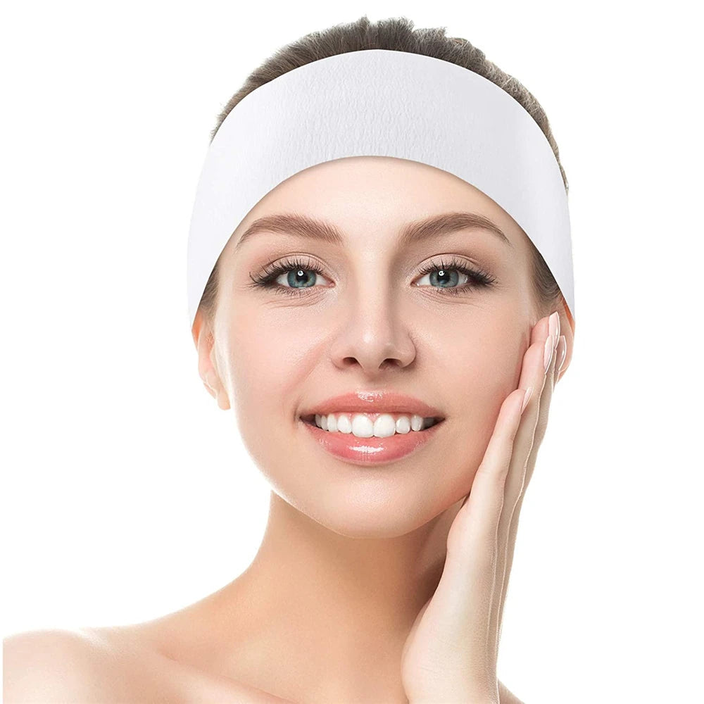 100pcs Disposable Spa Facial Headbands – Soft Stretch Non-Woven with Velcro Closure for Skincare & Spa Treatments