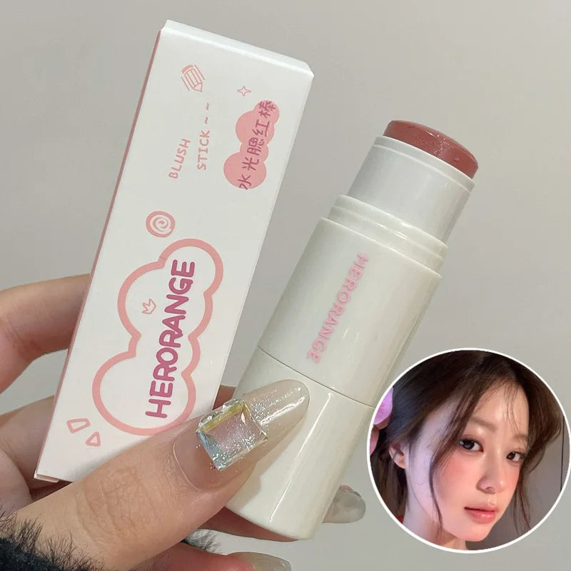 HERORANGE Cream Blush Stick – Natural Dewy Glow, Easy-to-Apply Long-Lasting Cheek Tint