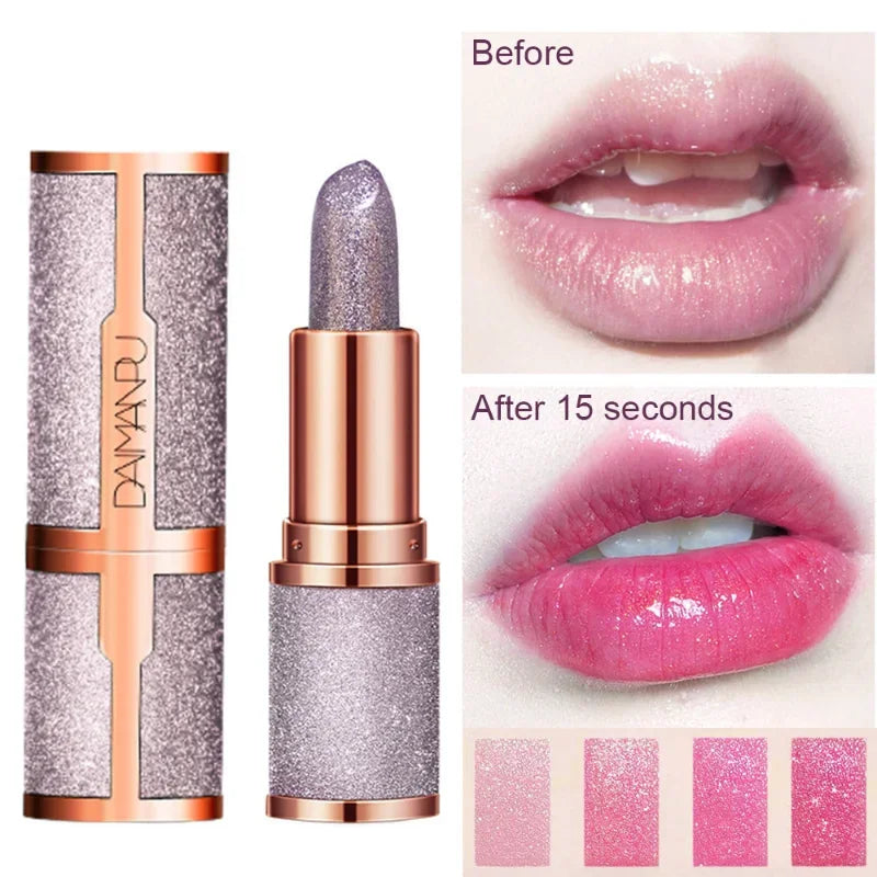 Color-Changing Glitter Lipstick – Temperature Reactive, Long-Lasting & Waterproof Lip Tint (3 Shades)