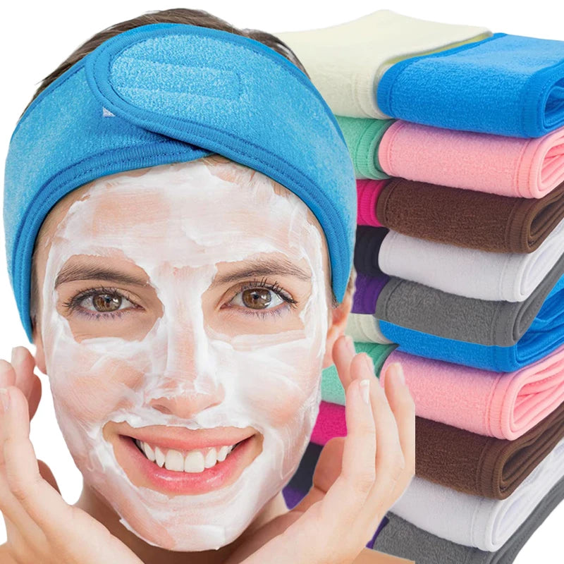 3PCS Adjustable Spa Headbands – Soft, Non-Slip Toweling Hair Wraps for Facial & Makeup