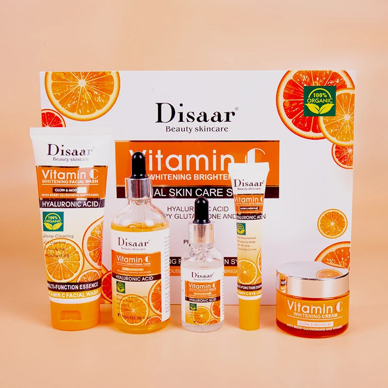Disaar Vitamin C Skincare Kit – 5-Piece Facial Set to Brighten, Hydrate & Even Skin Tone