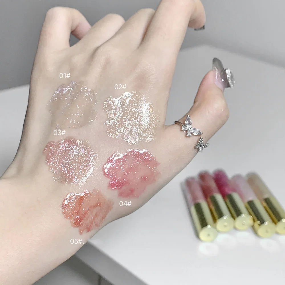 SHAQINUO Sparkling Lip Gloss – Moisturizing Fine Shimmer Gloss for Pouty, Glossy Lips | 5 Colors
