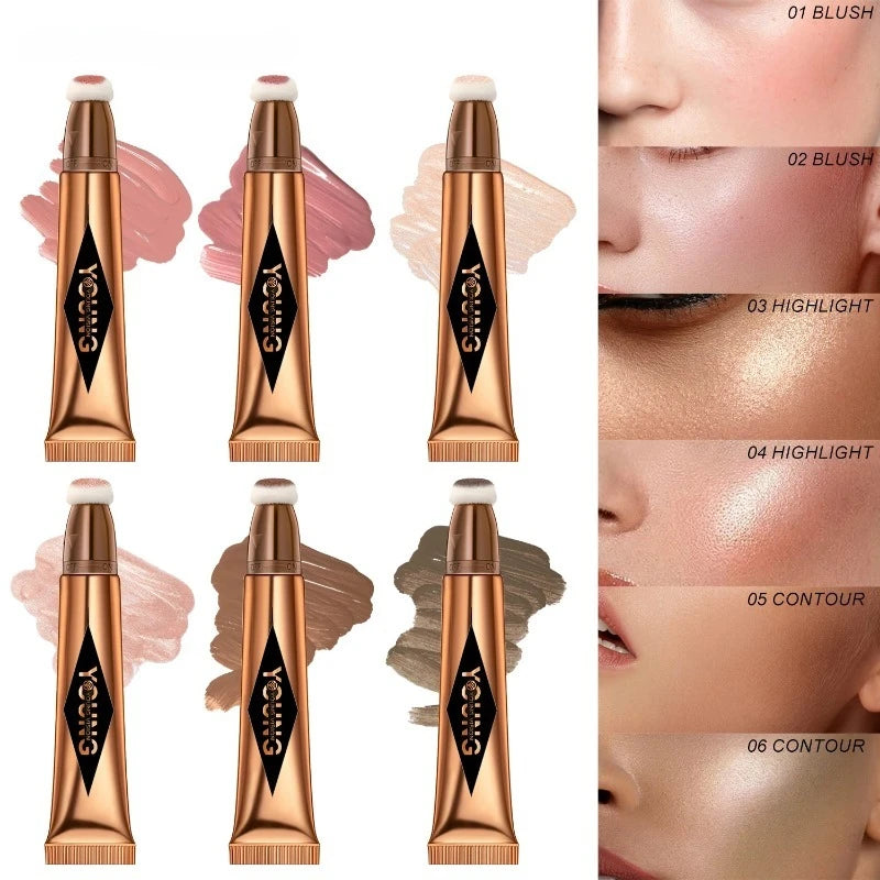 4-in-1 Liquid Blush Stick – Contour, Highlighter, Eyeshadow & Blush (Waterproof & Creamy Finish)
