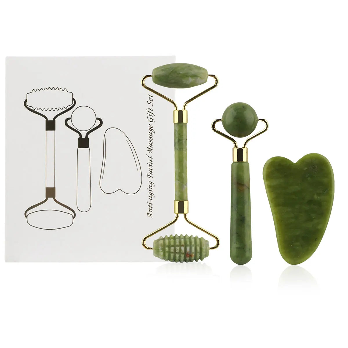 Kit 3-en-1 Jade Roller & Gua Sha – Soin Visage Complet