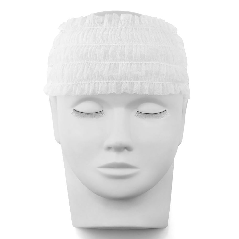 100pcs Disposable Spa Headbands – Soft Stretch Non-Woven Hair Bands for Facial, Skincare & Salon Use