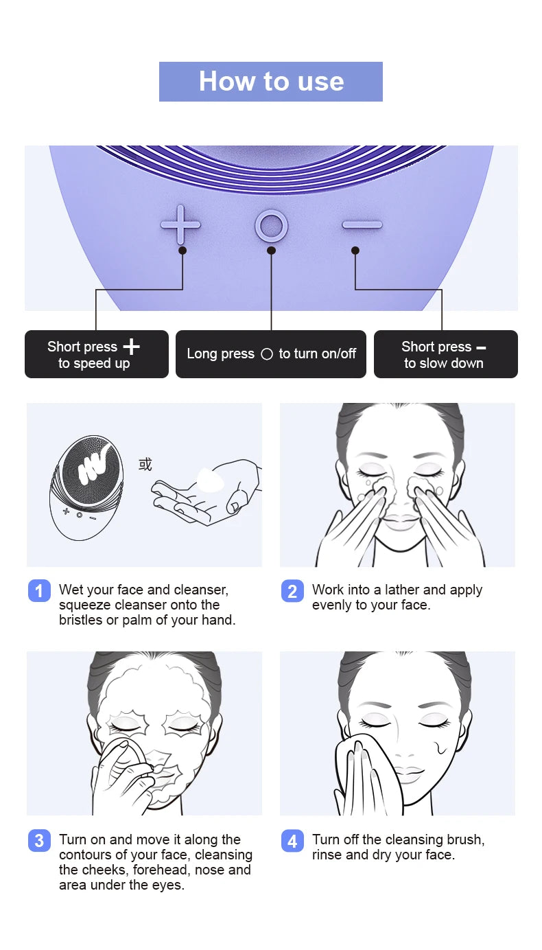 Electric Silicone Facial Cleansing Brush – Deep Clean, Waterproof & Rechargeable Skin Massager