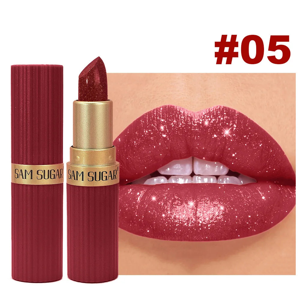 Velvet Diamond Glitter Lipstick – Waterproof, Long-Lasting & Shimmer Matte Finish (6 Shades)