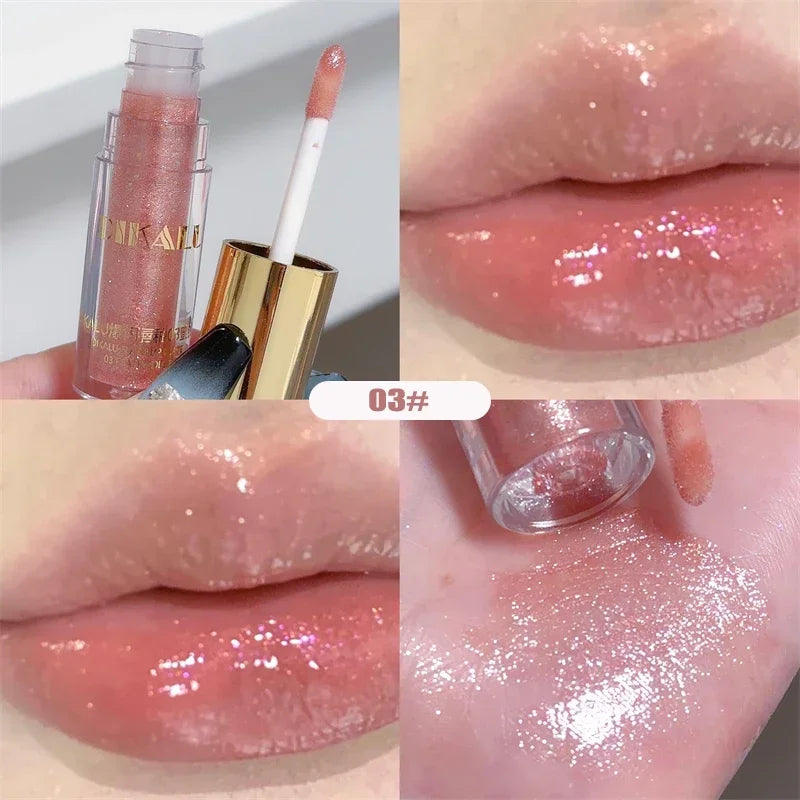 Diamond Glitter Liquid Lip Gloss – Shimmering Mirror Shine, Moisturizing Lip Oil, Plumping Clear Tint (10 Colors)