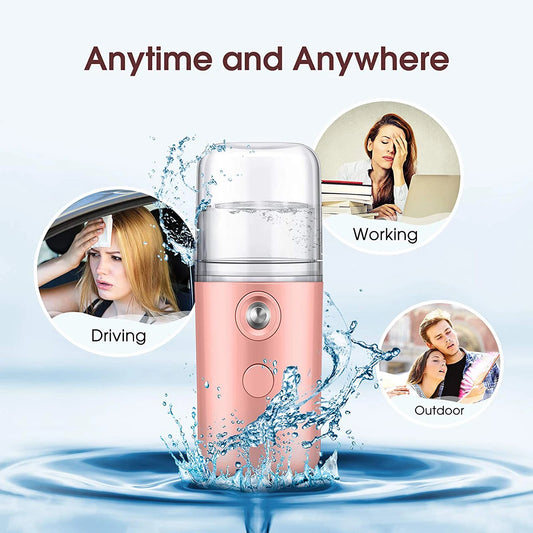 Mini Nano Mist Facial Steamer – 30ml Portable USB Rechargeable Cool Mist Hydrator for Skin