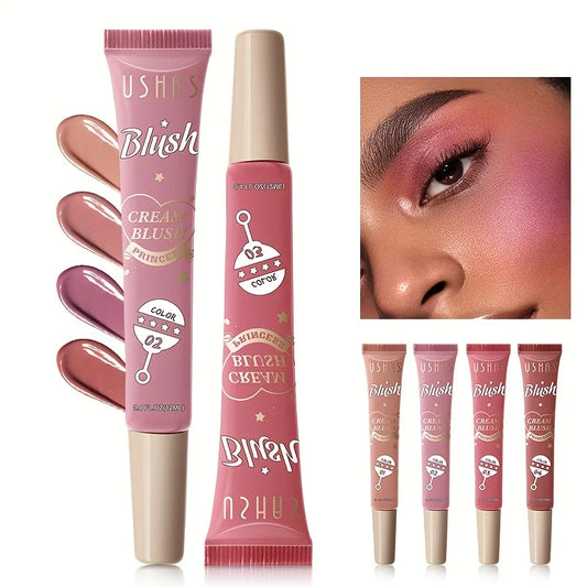 USHAS 4 Color Long-lasting Liquid Blush Facial Contouring Lightweight Soft Multi-Use Cream Blush Waterproof Facial Blush Stick