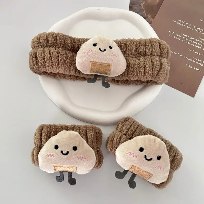 Spa Headband & Wristbands – Cute Absorbent Set for Face Washing, Skincare & Makeup