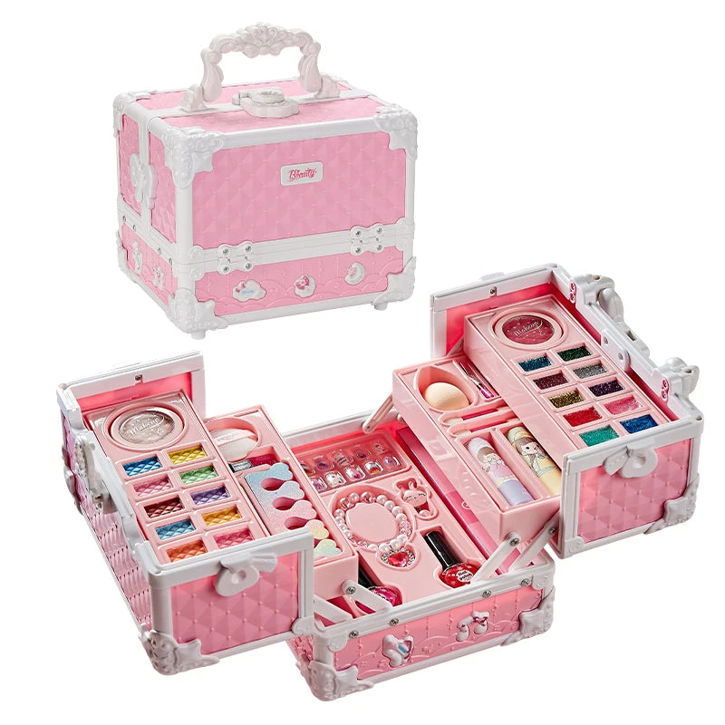 Princess Makeup Kit for Kids – 49PCS Washable & Non-Toxic Play Set with Cosmetic Case