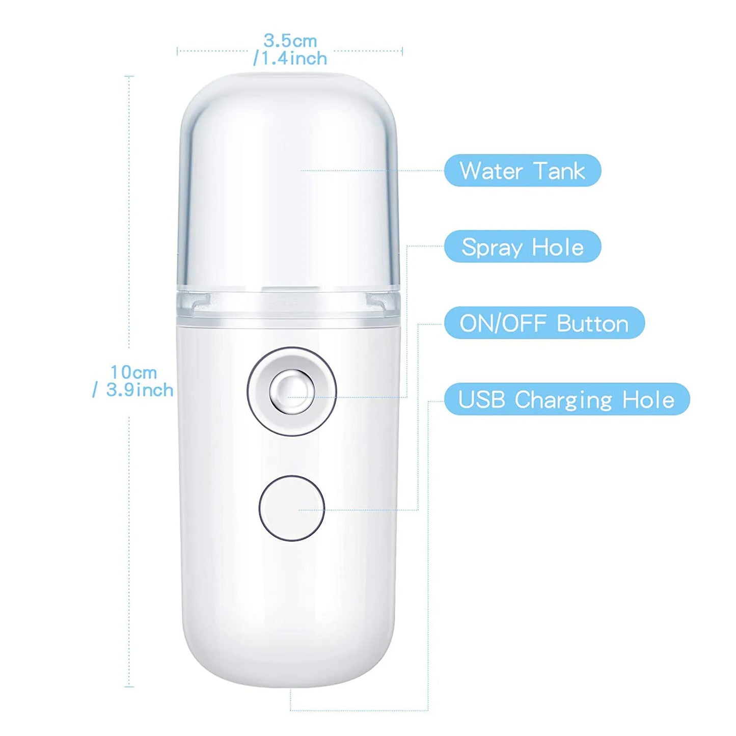Portable Mini Nano Facial Steamer – USB Rechargeable Hydration Mist Sprayer