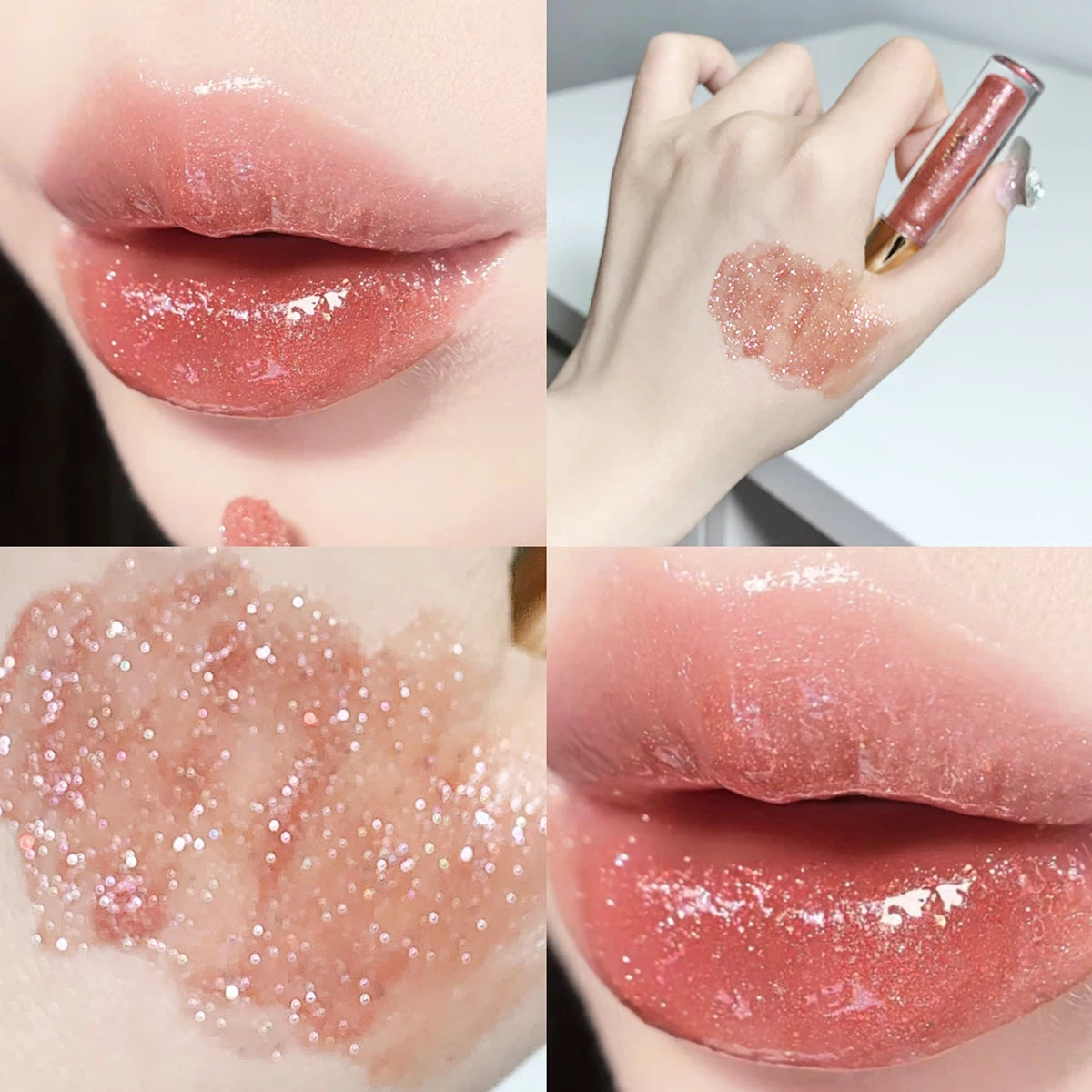 High-Shine Glitter Lip Gloss – Moisturizing Mirror Lip Glaze with Plumping Effect & Sparkle Finish